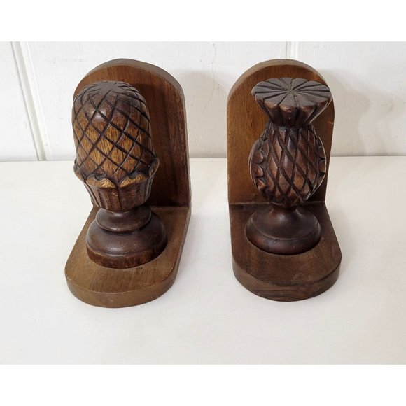 Wood Bookends with Pineapple Finials - Picture 3 of 5